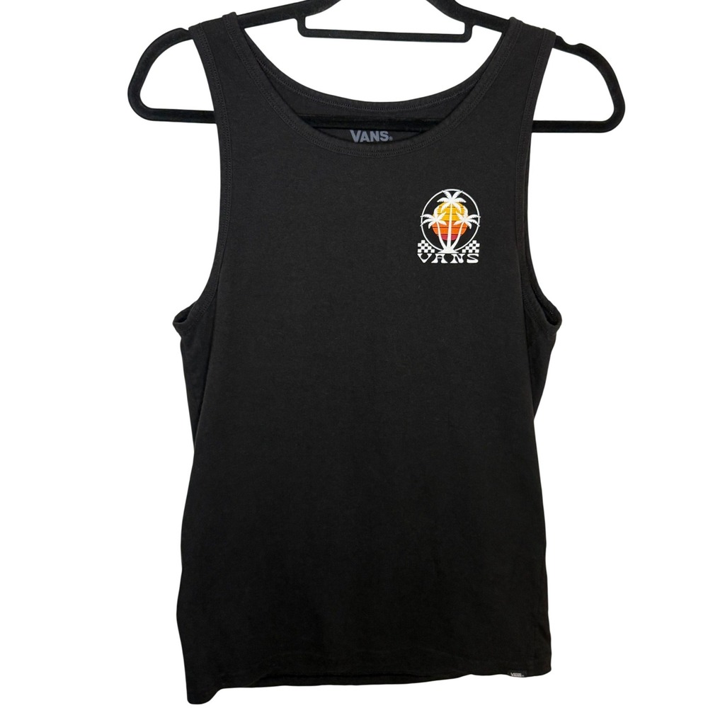 Vans Men's Black Palm Tree Sunset Graphic Tank Top AXLU103‎ Size Small Fast Ship